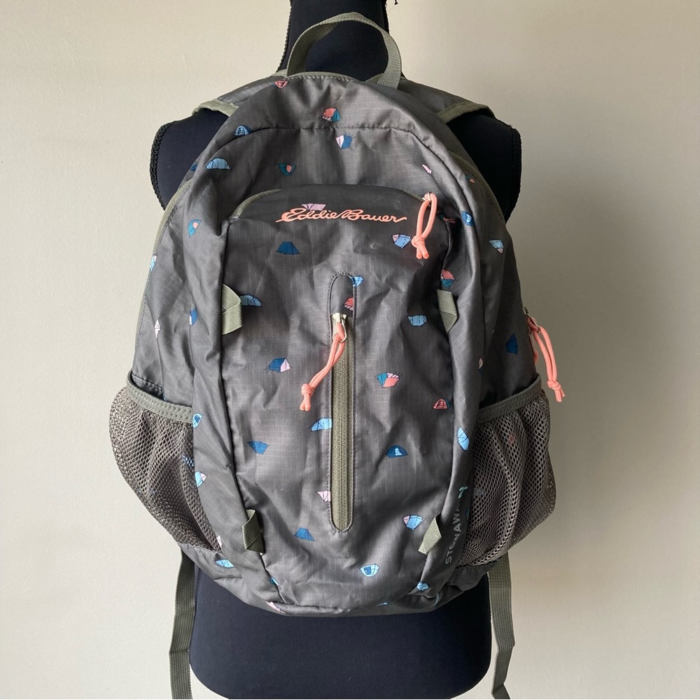 Eddie Bauer Stowaway Backpack 20L Gray‎ with Tent Camping Graphic Foldable